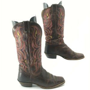 Justin Womens 8 Western Cowboy Boots Brown Leather